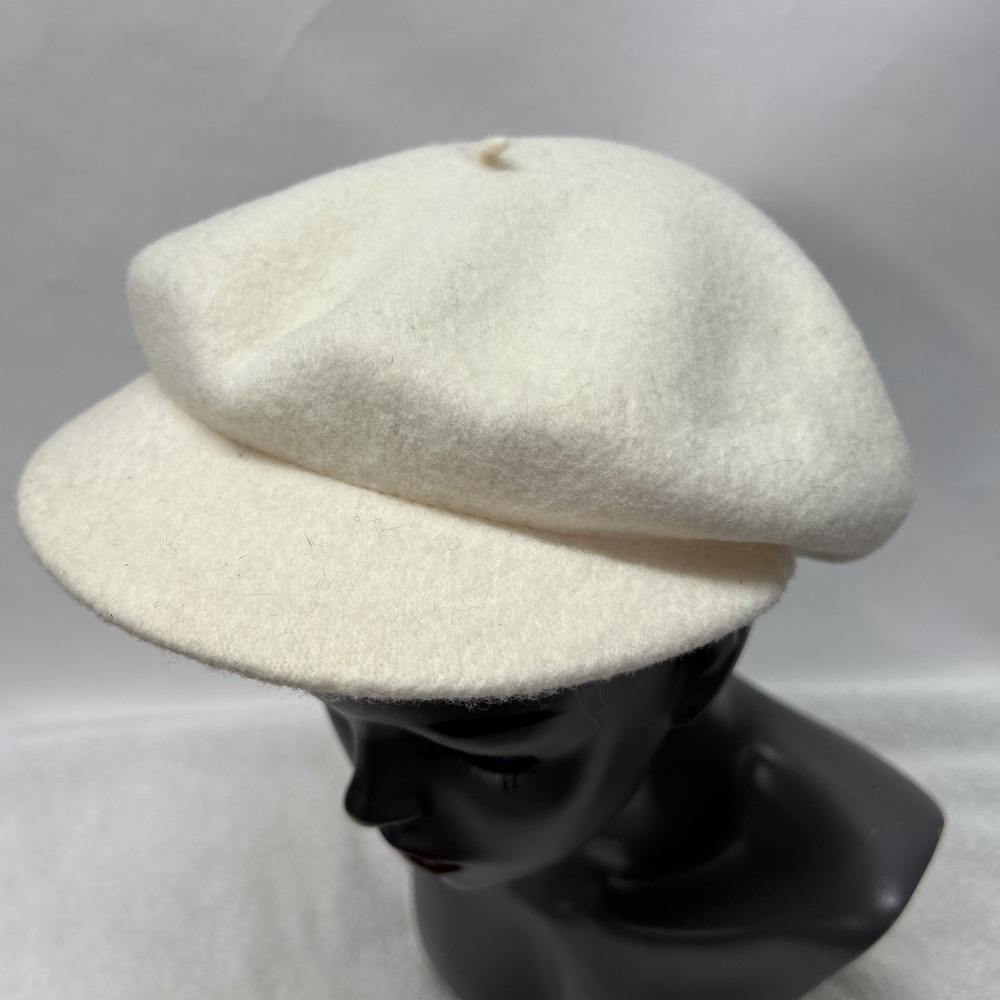 Lloyd Womens Adjustable Ivory Wool Billed Beret Hat